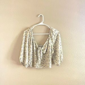 Cream floral blouse